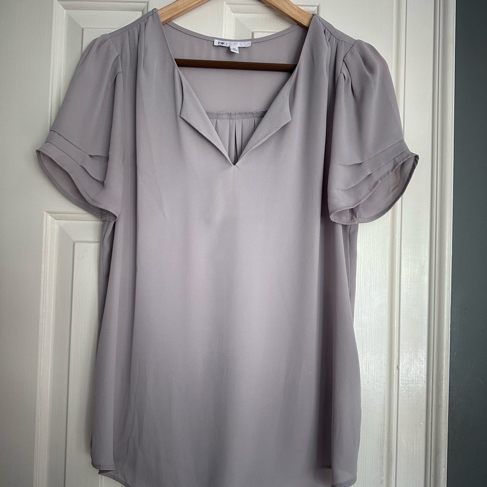 DR2 Gray Puff Sleeve Blouse Relaxed Fit